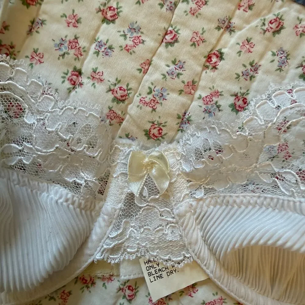 Vintage White Sheer Lace Underwire Balconette Bra Lingerie Sz 34C